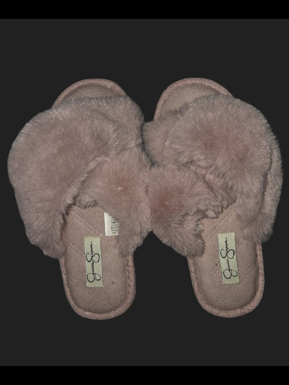 Jessica Simpson Plush Slide Slippers in Dusty Rose